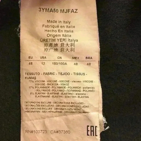 ARMANI COLLEZIONI Dress Scoop Neck Sheath Stretch Ribbed Black Women Size 12 - Picture 12 of 14